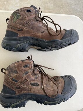 KEEN Utility Braddock Mid Waterproof Work Hiking Boots Brown Camo Mens Size 10.5